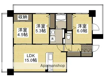 アルファライフ岡山駅南(3LDK/8階)の間取り写真