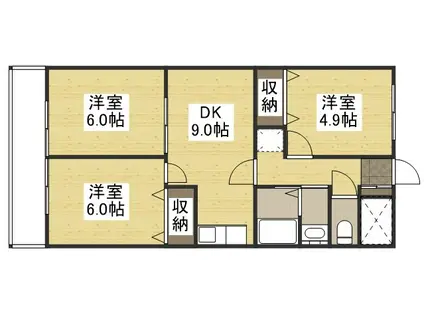 チスカワケA(3DK/6階)の間取り写真
