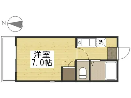 プリメゾン岡山津倉(ワンルーム/1階)の間取り写真