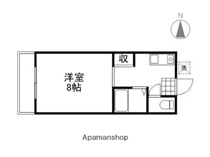 ウエスト岡山Ⅱ(1K/1階)の間取り写真