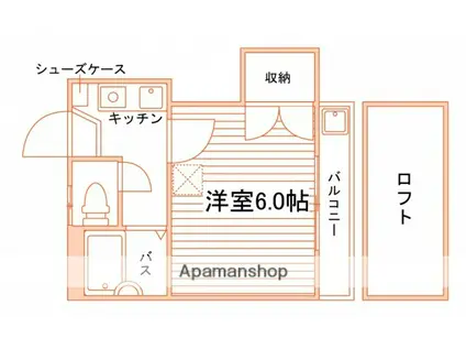 パレス長岡 第2(1K/2階)の間取り写真