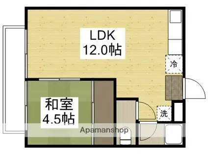 下伊福レジデンス(1LDK/2階)の間取り写真