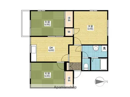 清水コーポG(3DK/2階)の間取り写真