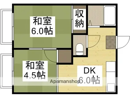 コーポ青江A(2DK/1階)の間取り写真