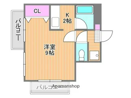 ジュネス南方(ワンルーム/2階)の間取り写真