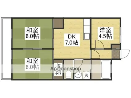 虫明ビル(3DK/3階)の間取り写真