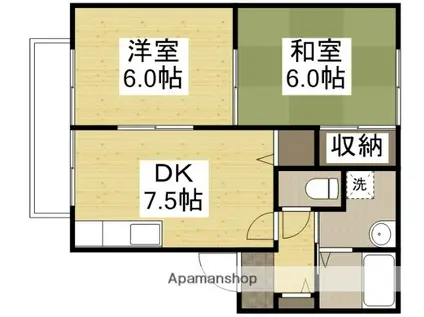 ビバーチェナラバラB(2DK/2階)の間取り写真