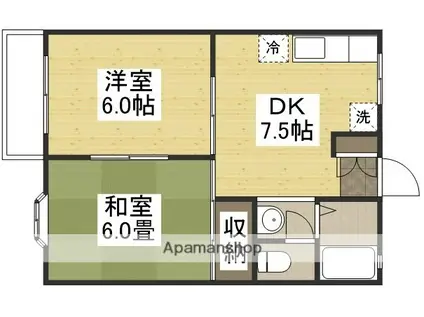 フォートレス(2DK/2階)の間取り写真