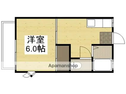 ジュネス東岡山(1K/1階)の間取り写真