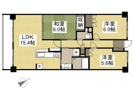 サーパスシティ大供(3LDK/10階)の間取り写真