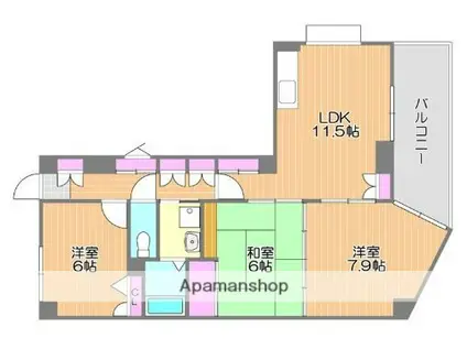 イルサローネ(3LDK/3階)の間取り写真