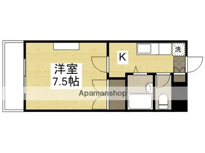 ロイヤルミッテ(1K/6階)の間取り写真