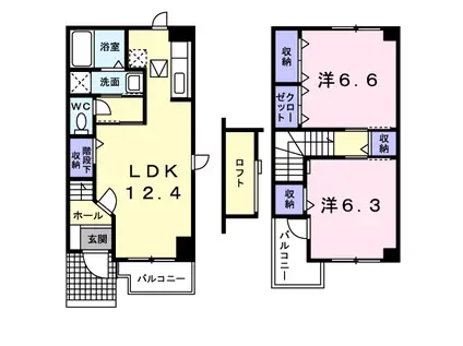 赤穂線 長船駅 徒歩9分 2階建 築22年(2LDK/1階)の間取り写真