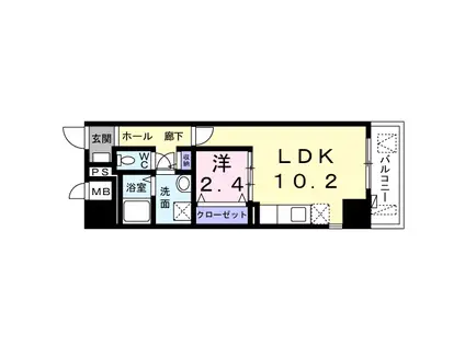 グランツコートⅡ(1LDK/6階)の間取り写真