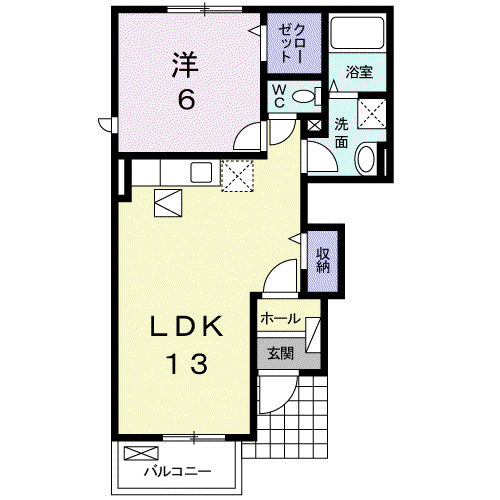 NEWアラモード・メゾンⅡ(1LDK/1階)の間取り写真
