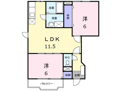 ファミール吉永A(2LDK/1階)の間取り写真