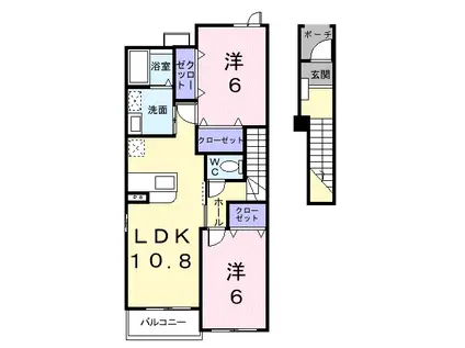 メゾンフォレスタA棟(2LDK/2階)の間取り写真