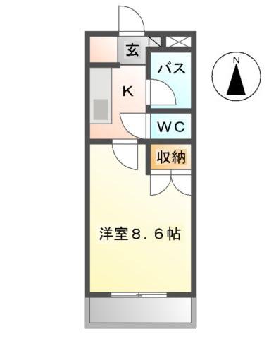 シャインキャッスルⅡ(1K/1階)の間取り写真