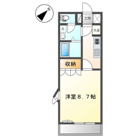 サンコート瀬戸Ⅱ(1K/2階)の間取り写真