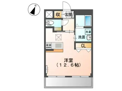 CIEL天瀬(ワンルーム/1階)の間取り写真