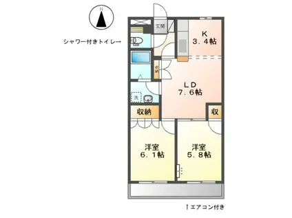 Α-GRANDE(2LDK/1階)の間取り写真