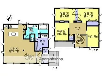 山陽本線 万富駅 徒歩84分 2階建 築20年(4LDK)の間取り写真