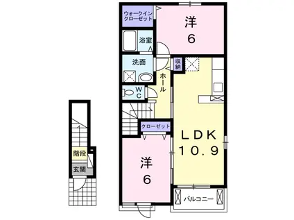 ロッソ ピノA(2LDK/2階)の間取り写真