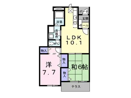 パピリオ初瀬(2LDK/1階)の間取り写真