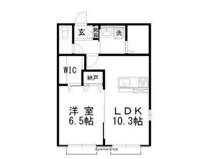 レトアエイショク(1LDK/1階)の間取り写真