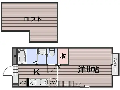 スカイガーデン万倍 B(1K/2階)の間取り写真