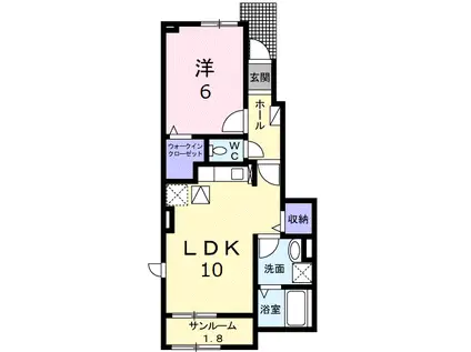 レトワール あかいわ(1LDK/1階)の間取り写真