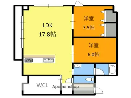 ベンハウス西川緑道公園(2LDK/4階)の間取り写真