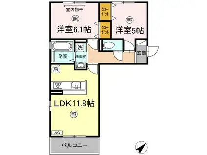 ソフィヤコンフォール(2LDK/3階)の間取り写真