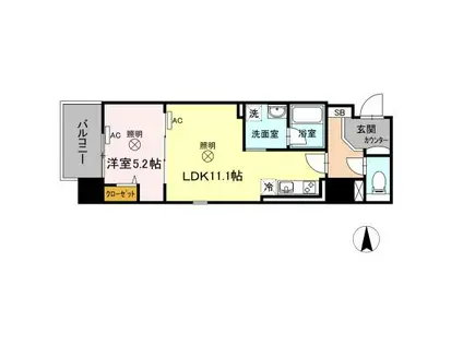 TWIN TOWERS SELINA(1LDK/3階)の間取り写真