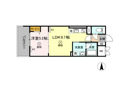 TWIN TOWERS SELINA(1LDK/7階)の間取り写真