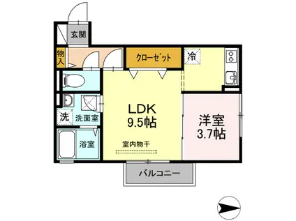 KI HOUSE B棟(1LDK/2階)の間取り写真