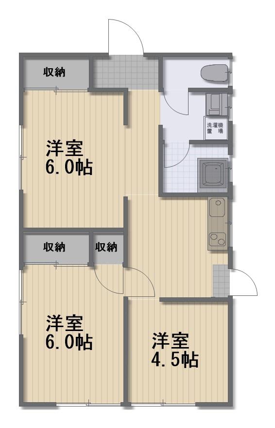 津山線 備前原駅 徒歩17分 1階建 築56年(3DK)の間取り写真