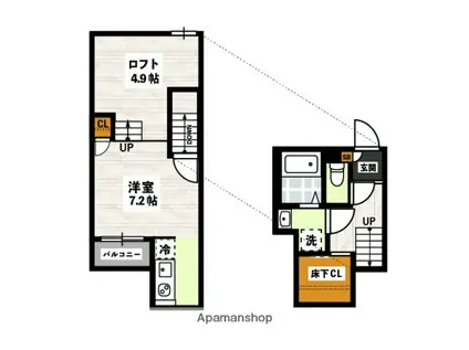 ADC高島駅東(ワンルーム/2階)の間取り写真