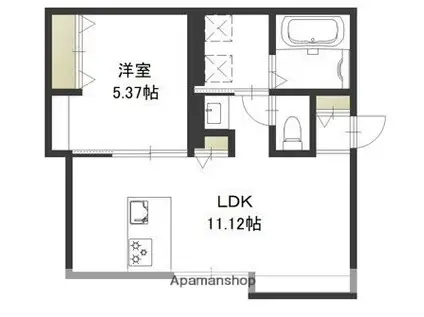 レガーレ原尾島(1LDK/1階)の間取り写真