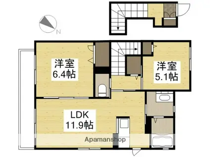 ル・シェモア Ⅱ(2LDK/2階)の間取り写真