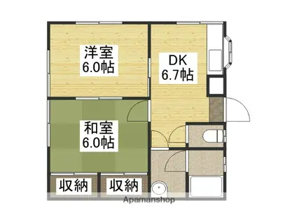 グリーンコーポ(2DK/1階)の間取り写真