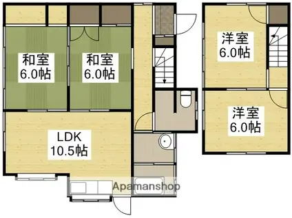 山陽本線 上道駅(岡山) 徒歩38分 2階建 築49年(4LDK)の間取り写真