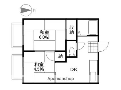 コーポ青江A(2DK/2階)の間取り写真