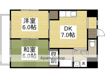 シティオカヤマ(2DK/2階)の間取り写真