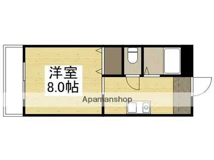 ワタナベマンション(1K/3階)の間取り写真