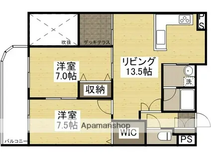 ラクール庭瀬(2LDK/2階)の間取り写真