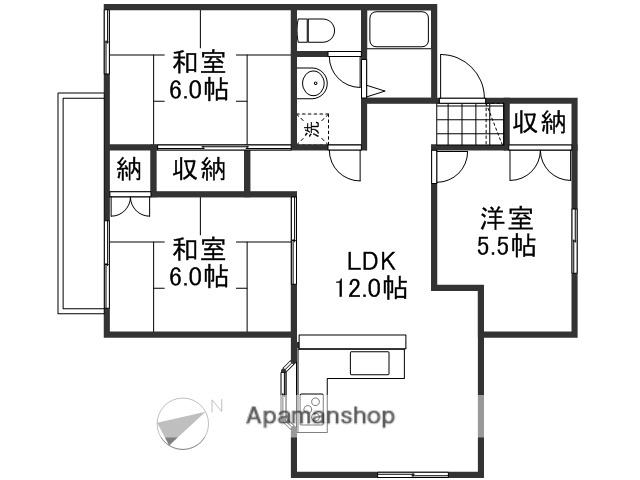 ヴィラ国富1(3LDK/2階)の間取り写真
