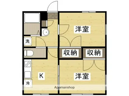 パルフィオーレF(2DK/1階)の間取り写真