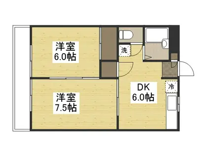 ディアトレス下中野(2DK/3階)の間取り写真