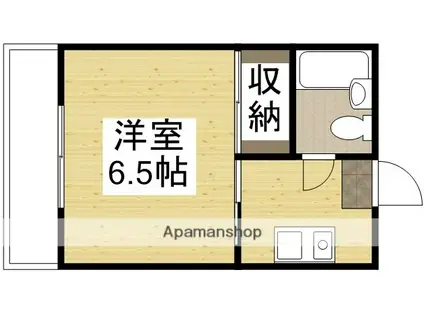 ドゥリーム浜(1K/4階)の間取り写真